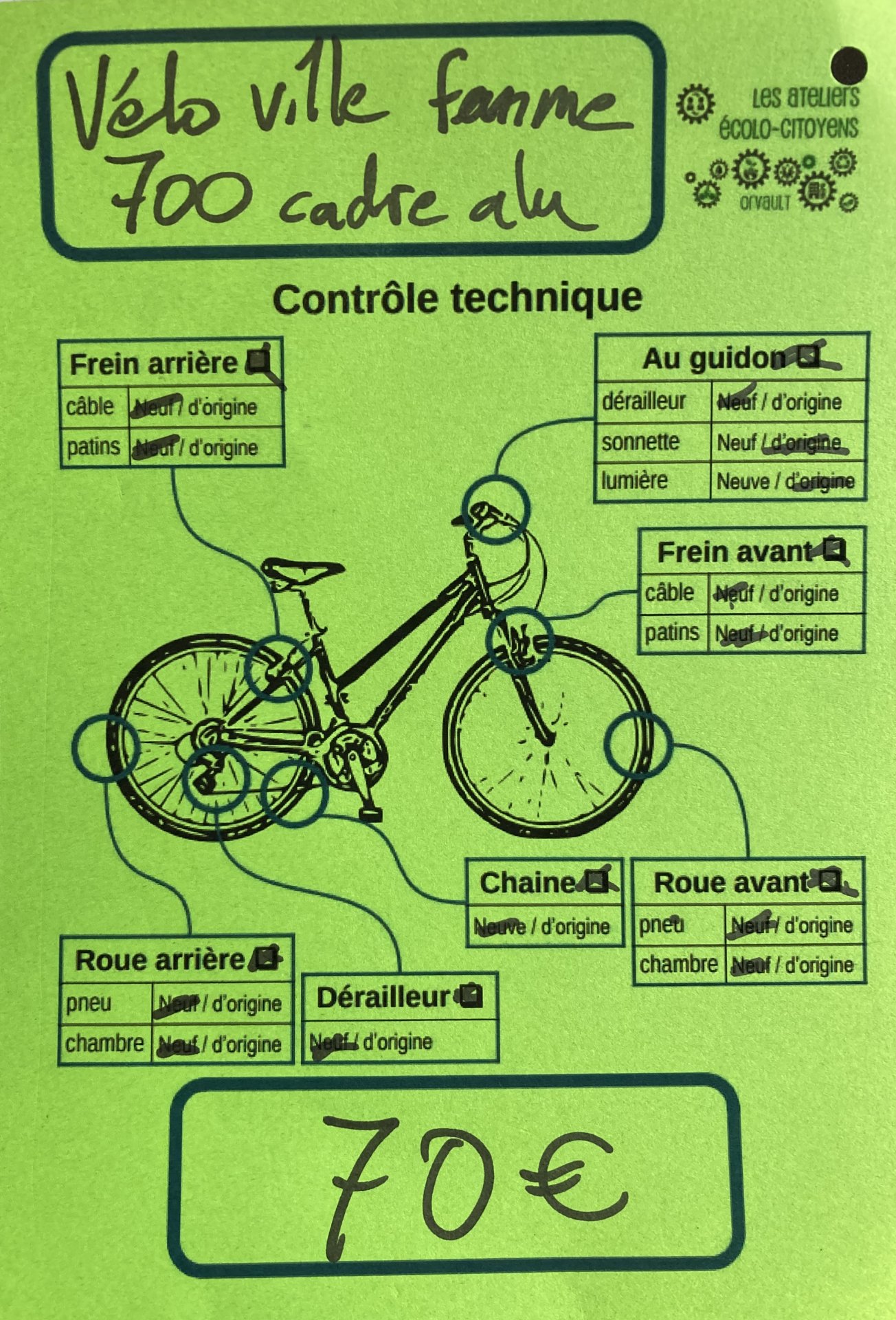 Vélo ville femme 700, cadre alu